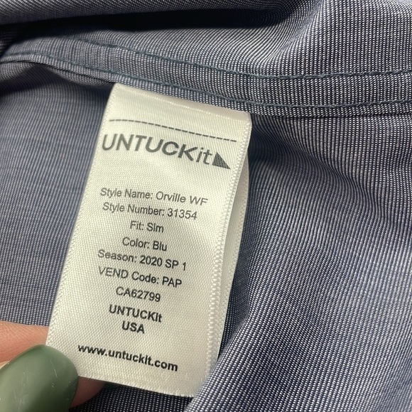 untuckit button down shirt slim fit wrinkle free blu sz large career event - Picture 3 of 10